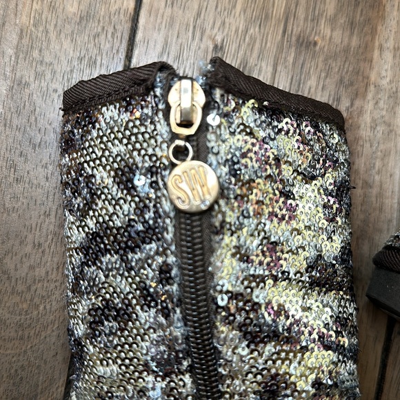 Stuart Weitzman Girls Lil Vera 3 Cheetah Sparkle Sequin Zip Boot / Sz 8 Toddler - Picture 8 of 14